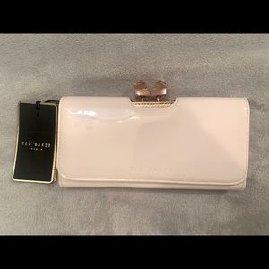 NWT Ted Baker Square Crystal Matinee Wallet - Light Blush Pink Patent Leather